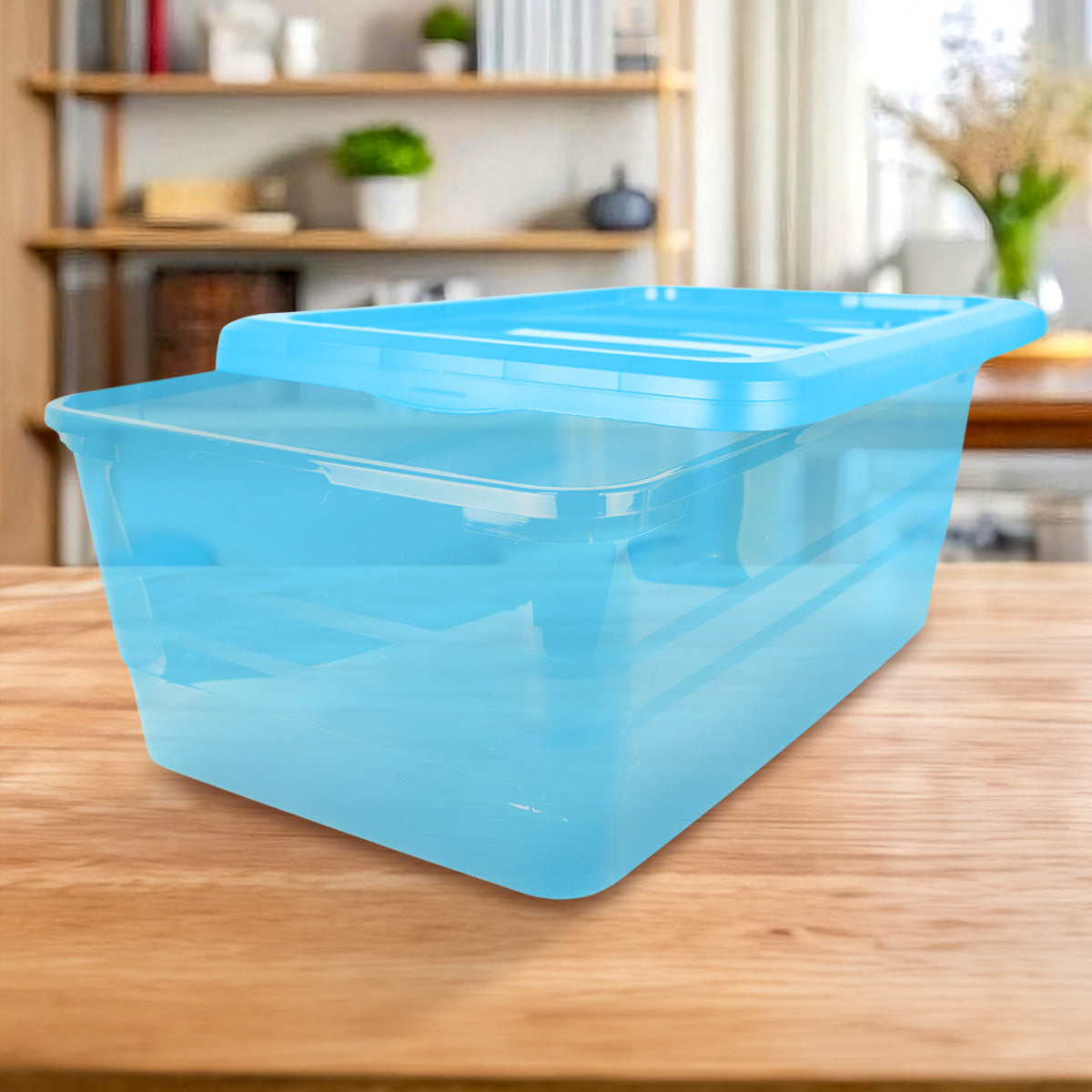 Caja de Plástico con Tapa, Color Azul