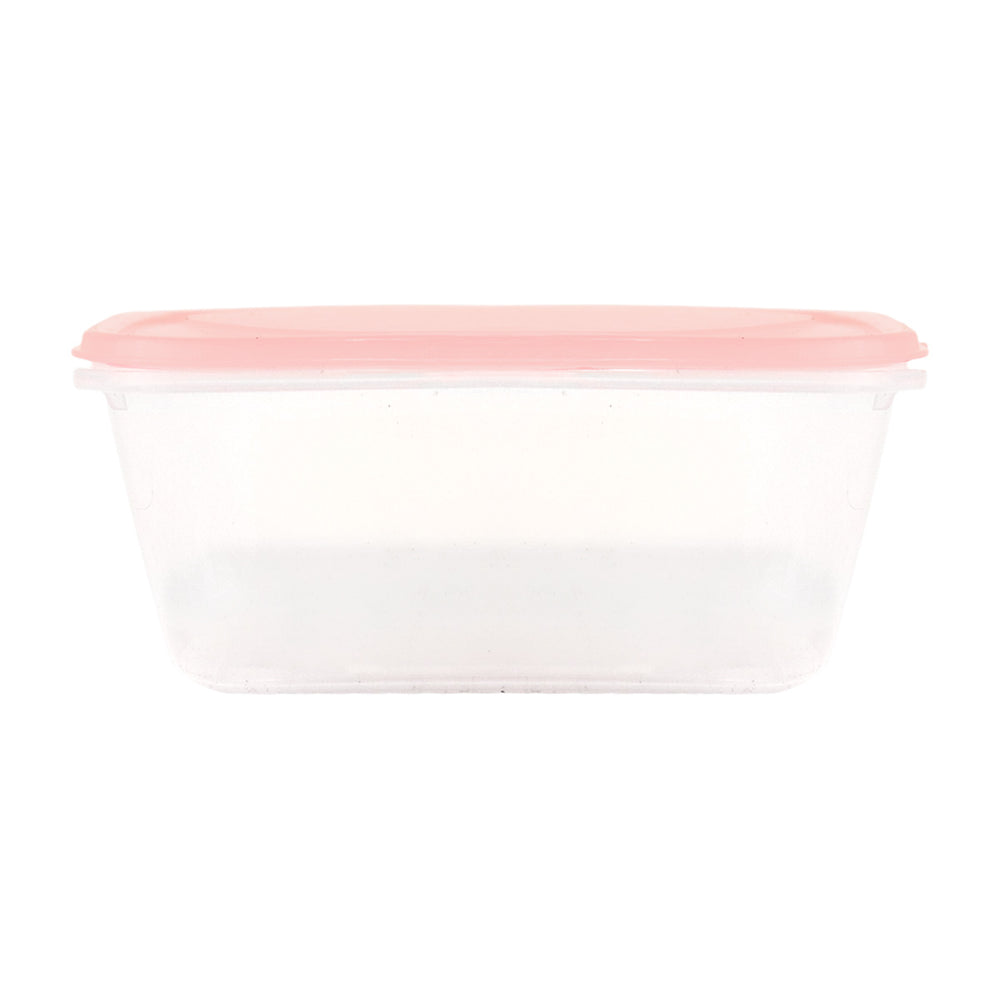 Contenedor Cuadrado de Plástico color Rosa para Alimentos, 570ml