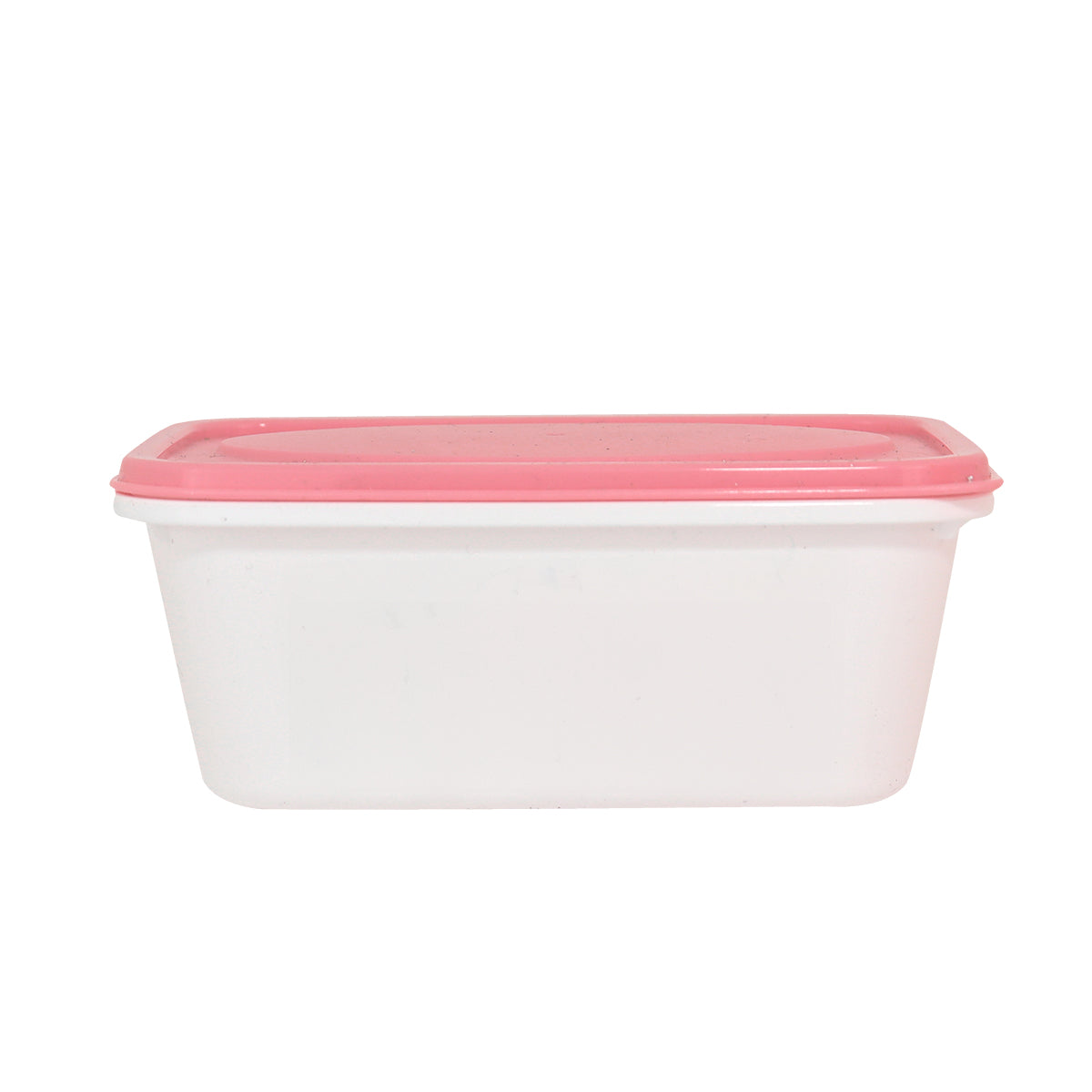 Contenedor Rectangular de Plástico color Blanco/Rosa para Alimentos, 520ml