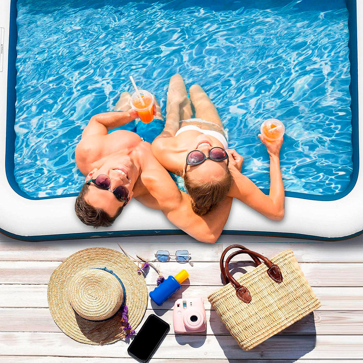 Piscina Inflable Familiar con Diseño de Playa