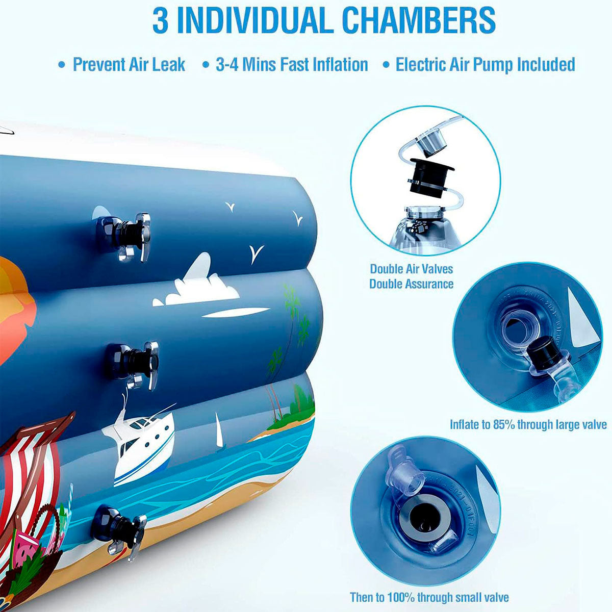 Piscina Inflable Familiar con Diseño de Playa