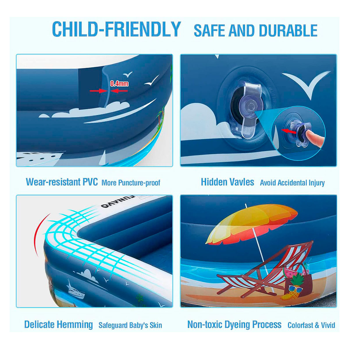 Piscina Inflable Familiar con Diseño de Playa