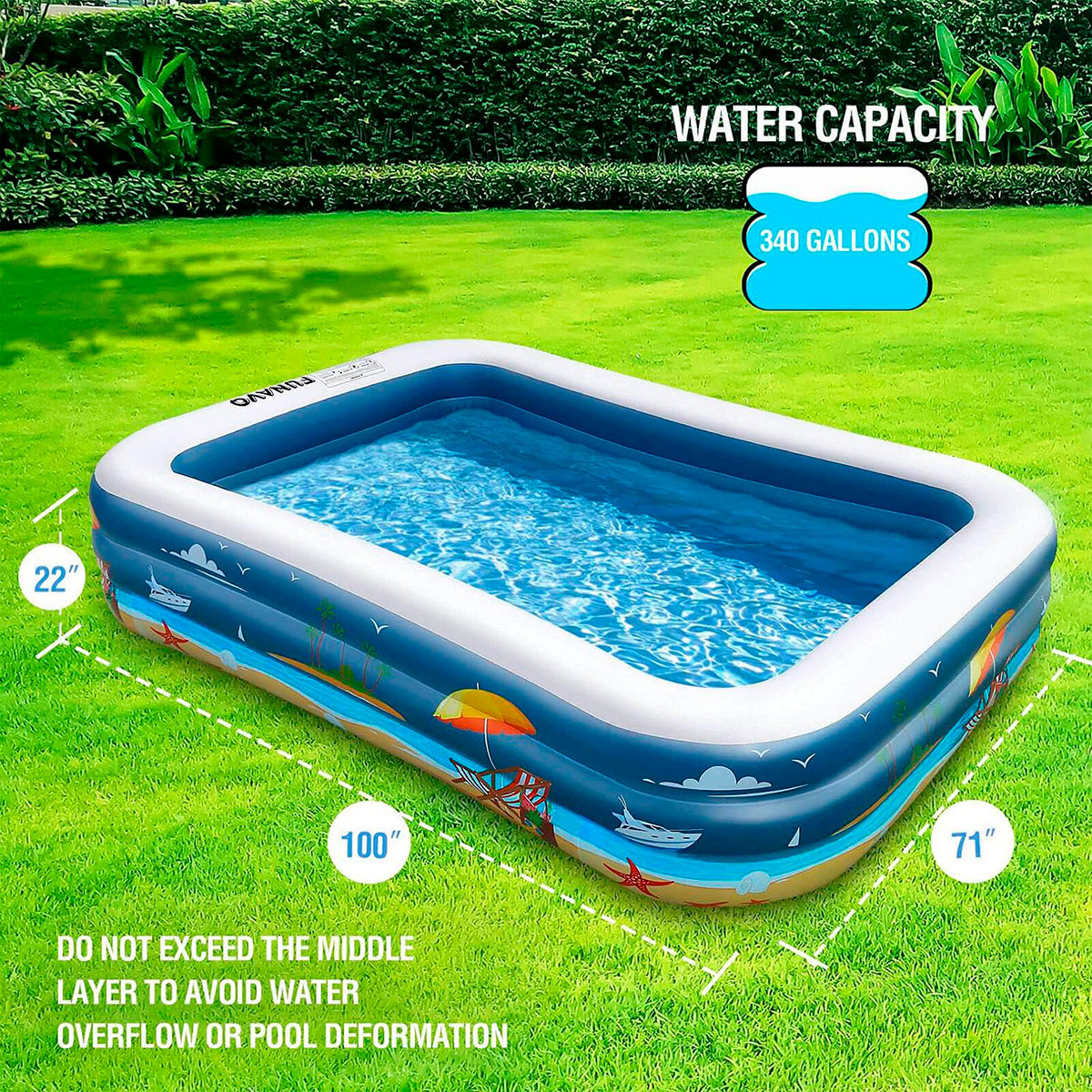 Piscina Inflable Familiar con Diseño de Playa