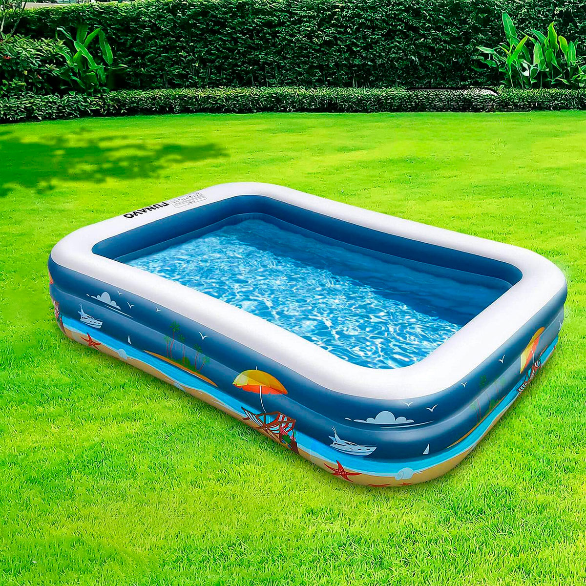 Piscina Inflable Familiar con Diseño de Playa