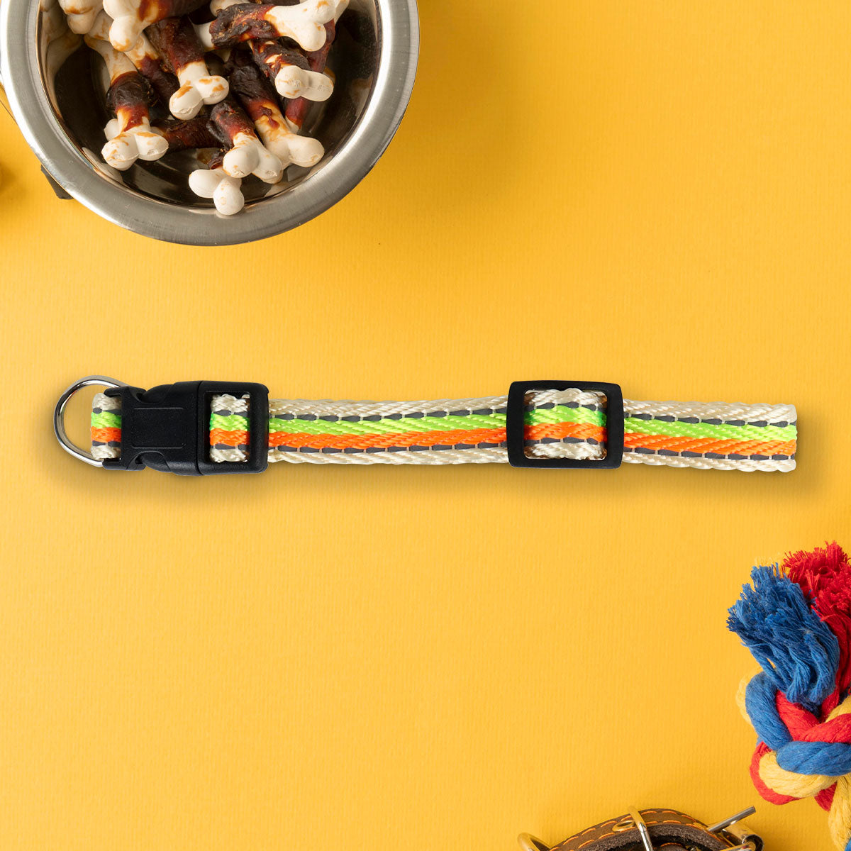 Collar Decorado color Verde con Naranja para Mascota