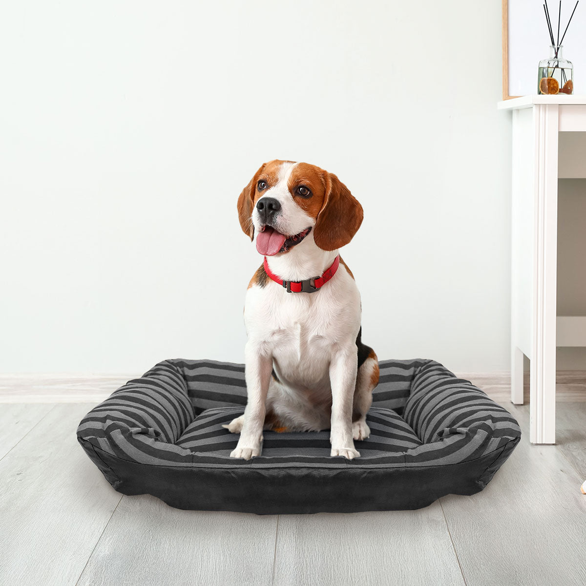 Cama para Mascota, Diseño Rayas, Color Gris, 43x32 cm