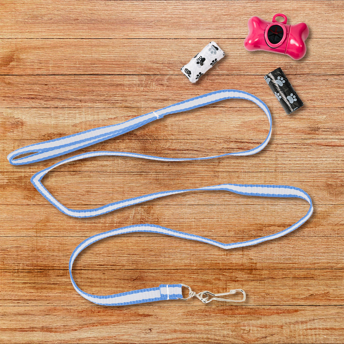 Correa color Blanco con Azul para Perro