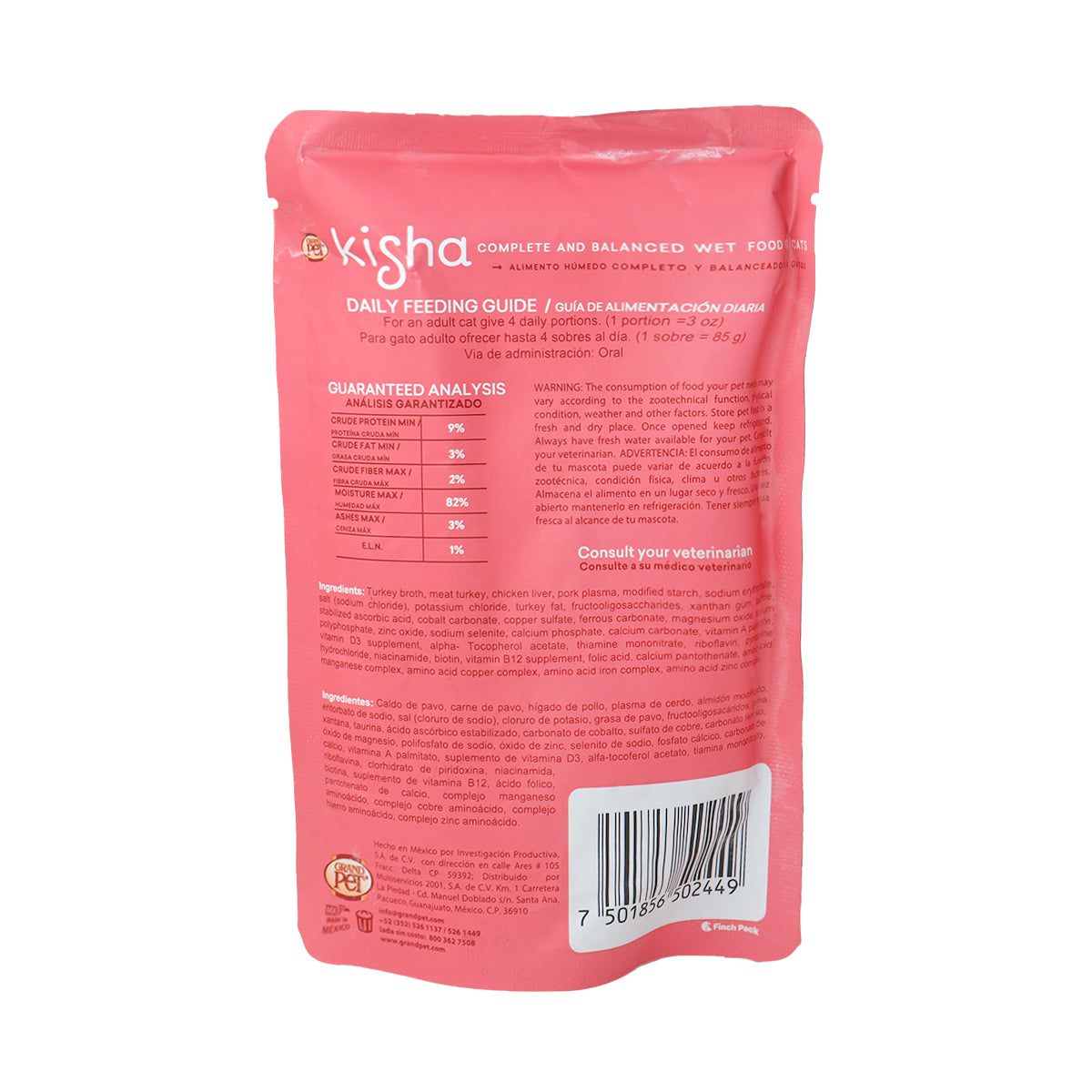 Kisha, Alimento Húmedo para Gatos Pavo 85 Gr.