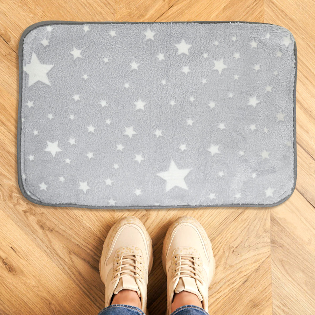 Tapete de Estrellas Suave color Gris, 40x59cm