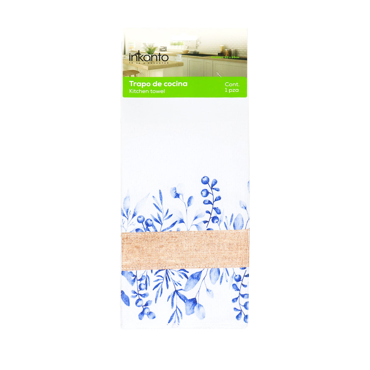 Trapo con Diseño Floral para Cocina, 40x65cm