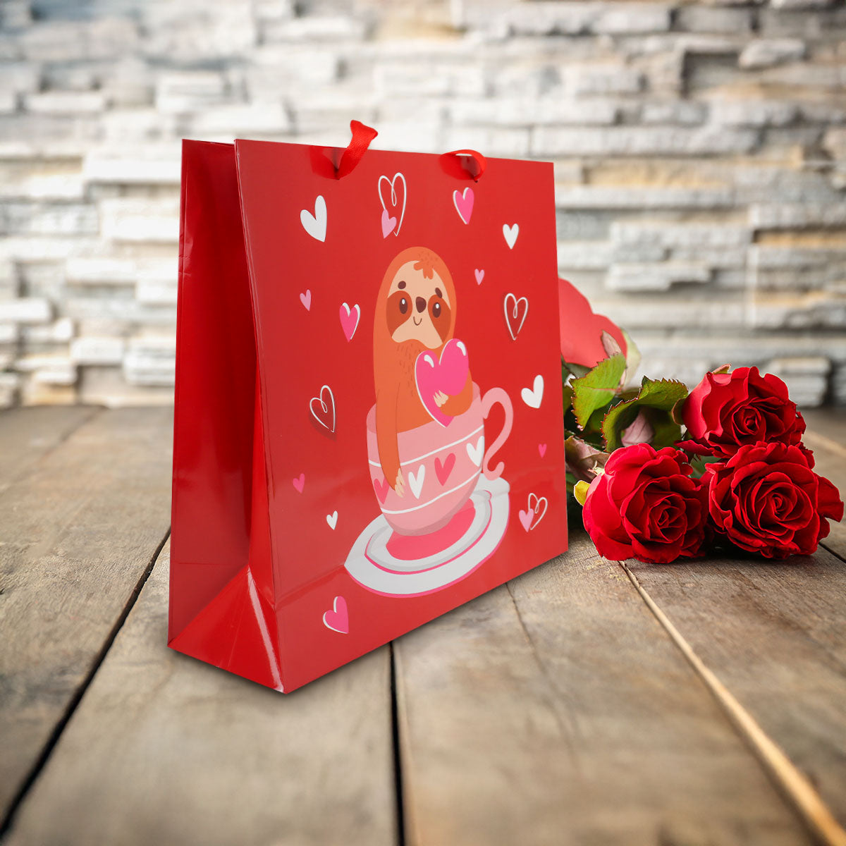 Bolsa Para Regalo Koala con Corazones, color Rojo