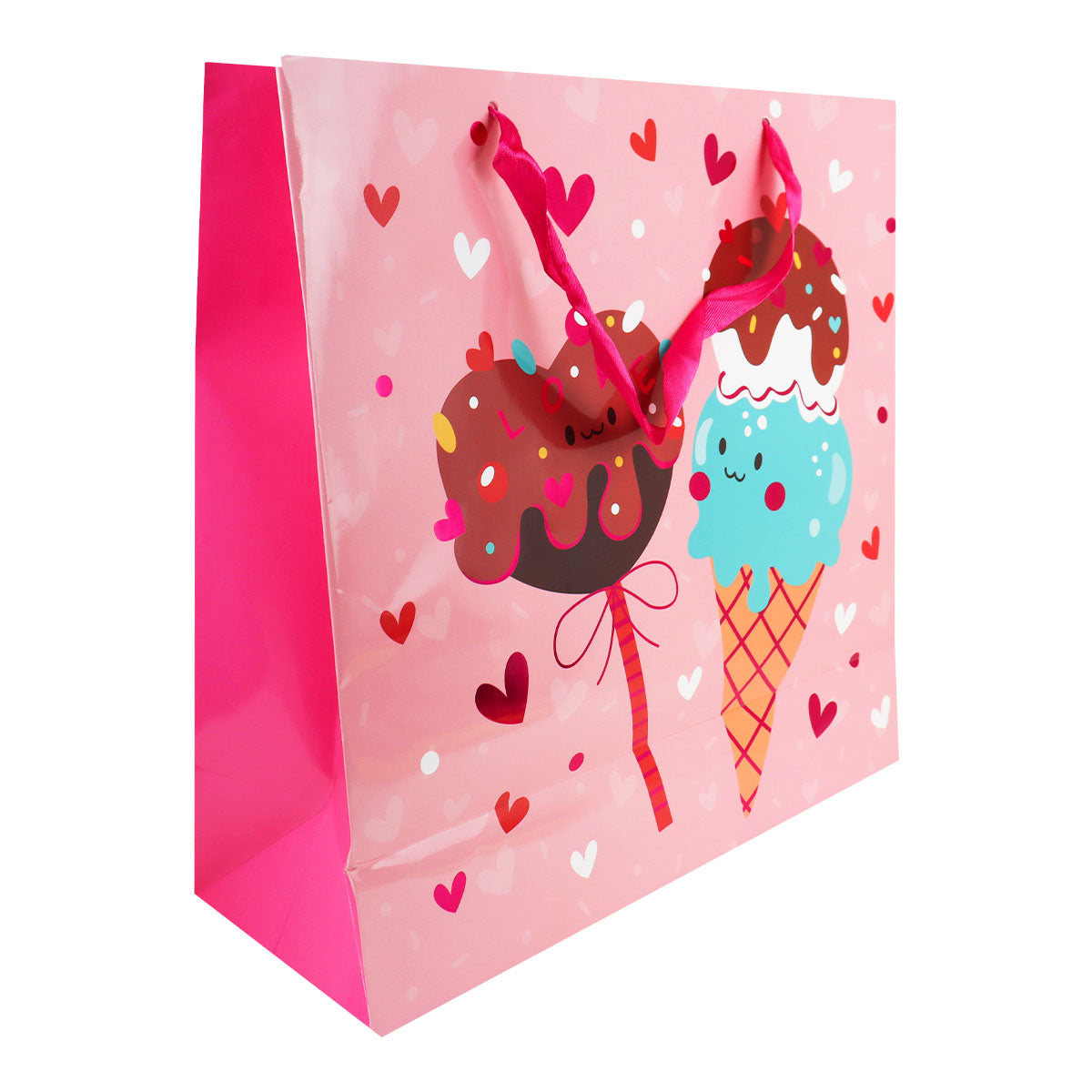 Bolsa Para Regalo Helado con Corazones, color Rosa
