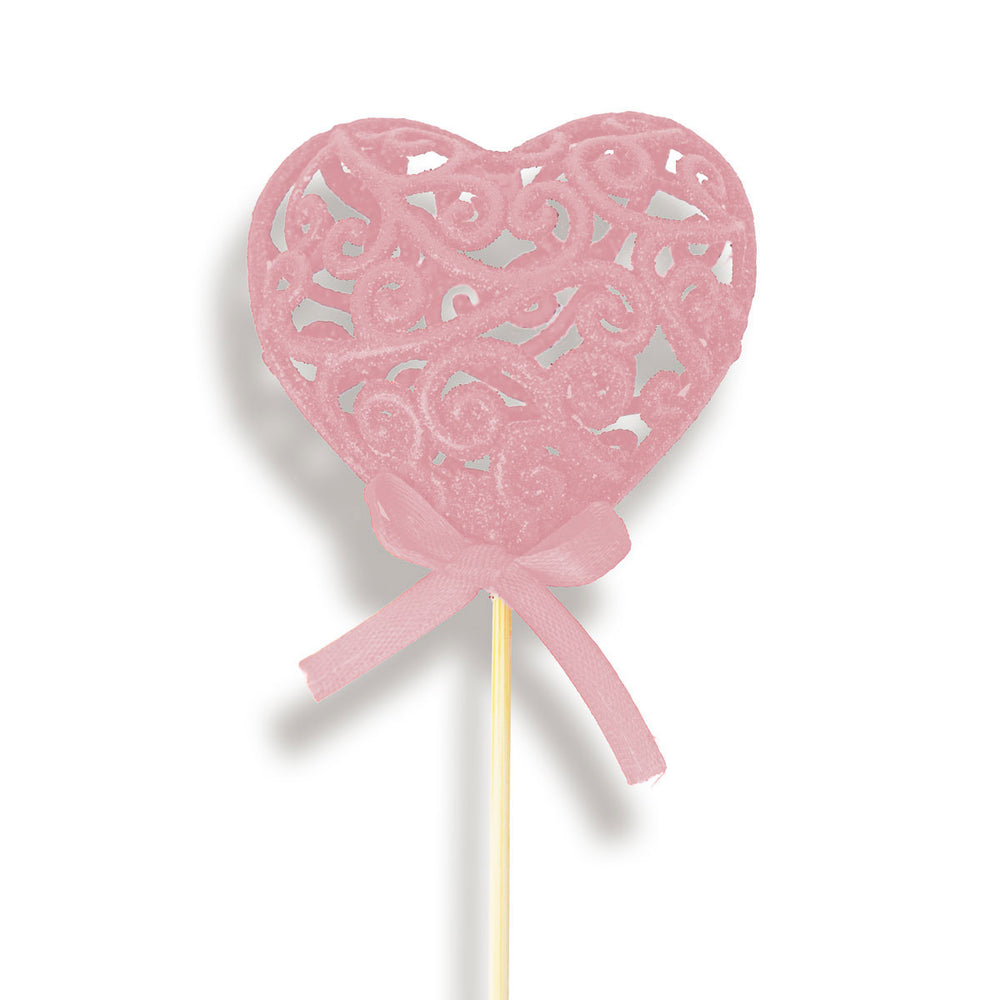 Corazones con Diamantina 22cm, Color Rosa 2 pzas.