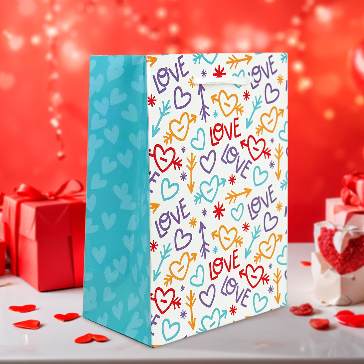 Bolsa de Regalo Decorada con Corazones