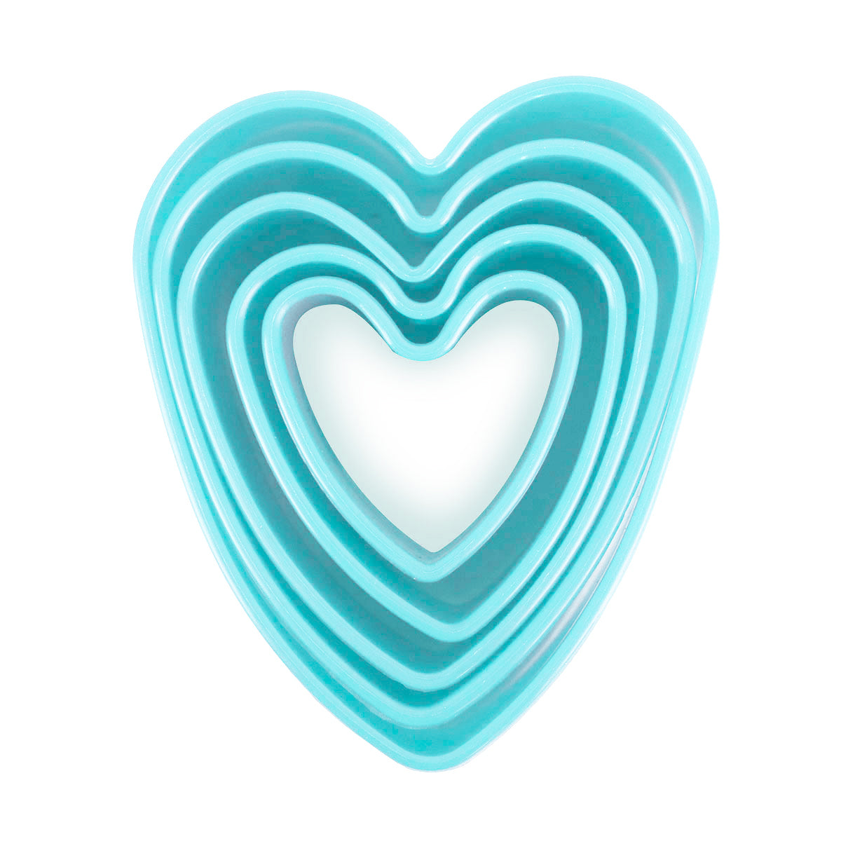Moldes Cortadores para Galletas en Forma de Corazón, color Aqua 5 pza