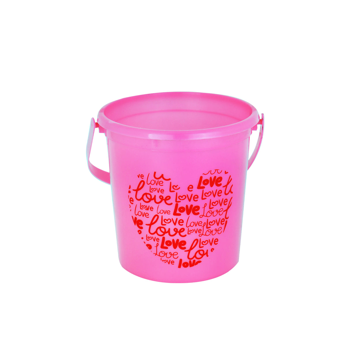 Cubeta de Plástico Diseño de Corazón, color Rosa