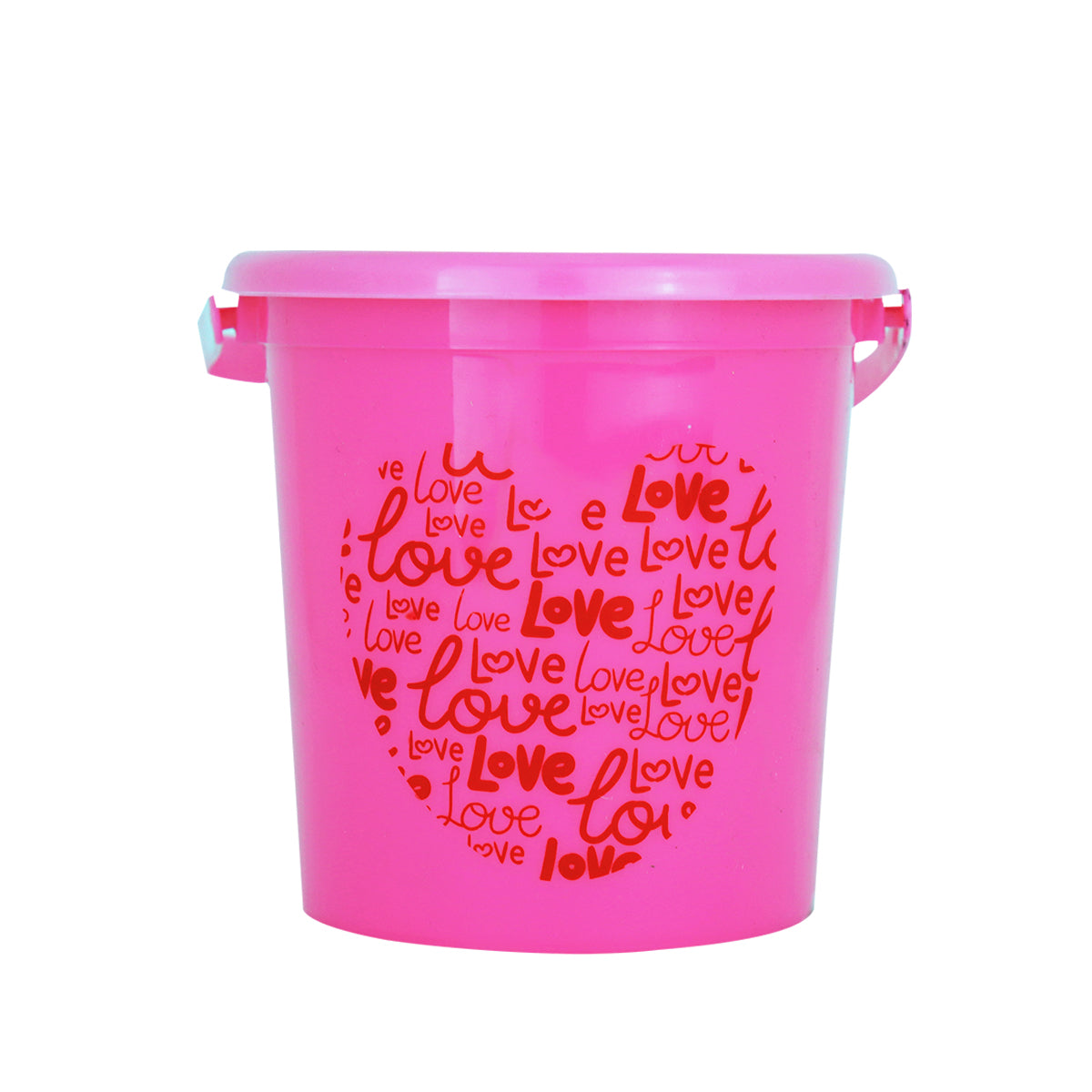 Cubeta de Plástico Diseño de Corazón, color Rosa