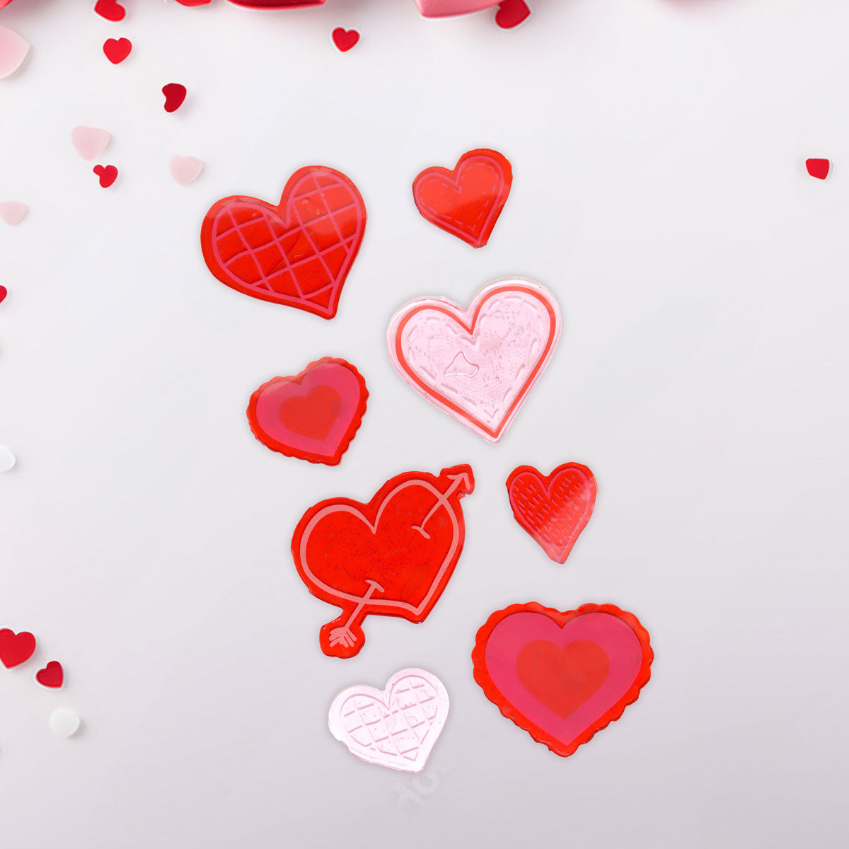 Corazones Gel Clings, Set de 10 Pzas