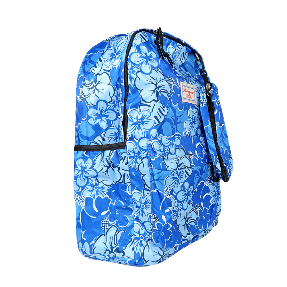 Mochila con Diseño de Flores, Color Azul