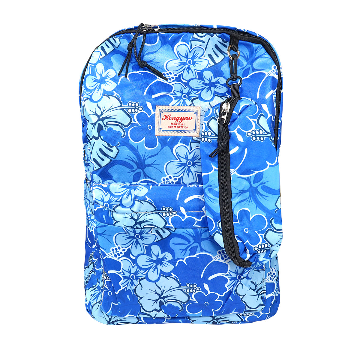 Mochila con Diseño de Flores, Color Azul