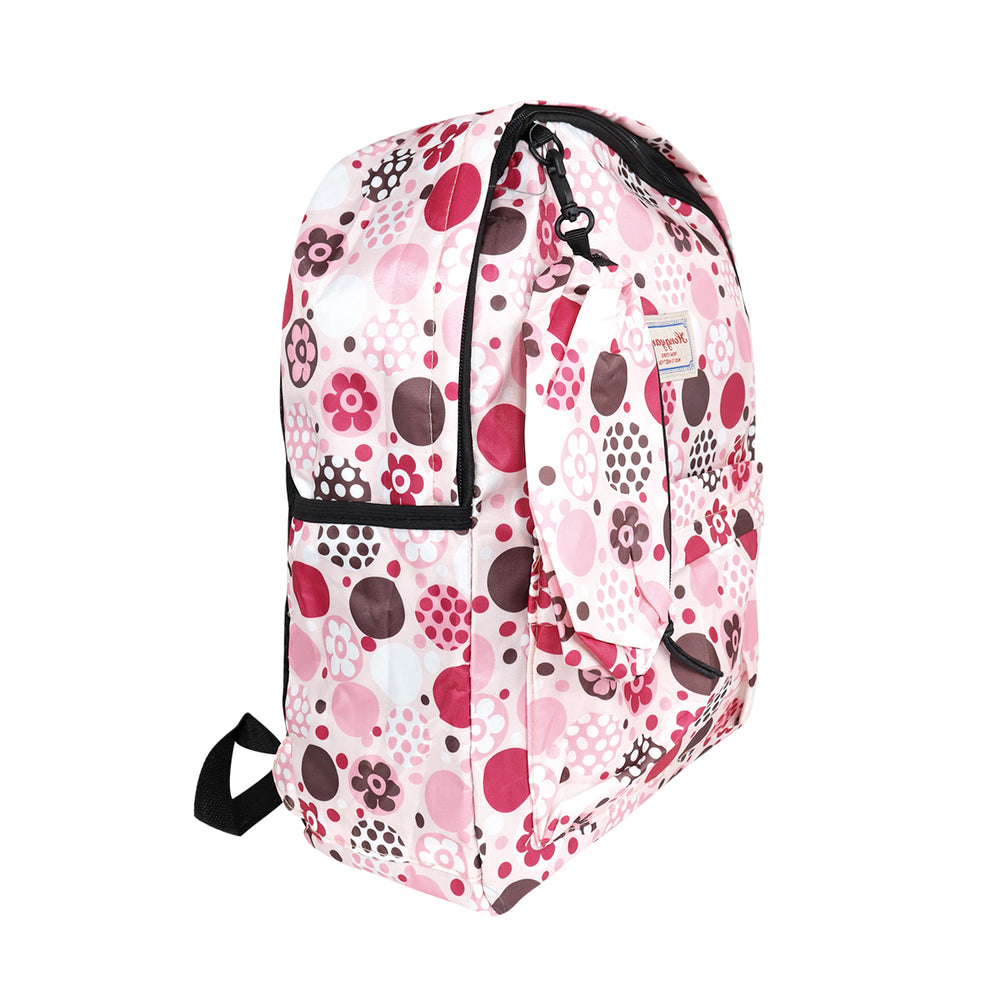 Mochila con Diseño de Flores, Color Rosa con Café