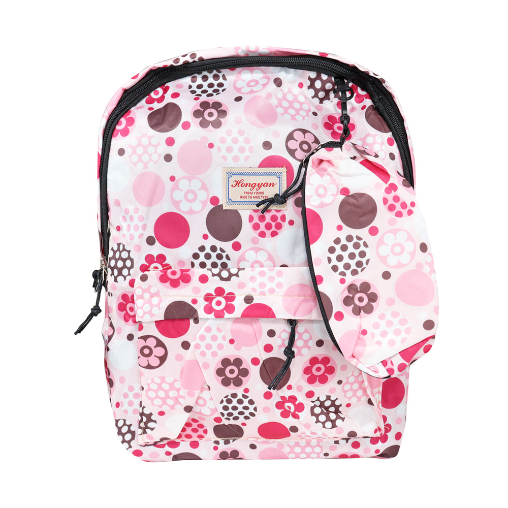 Mochila con Diseño de Flores, Color Rosa con Café