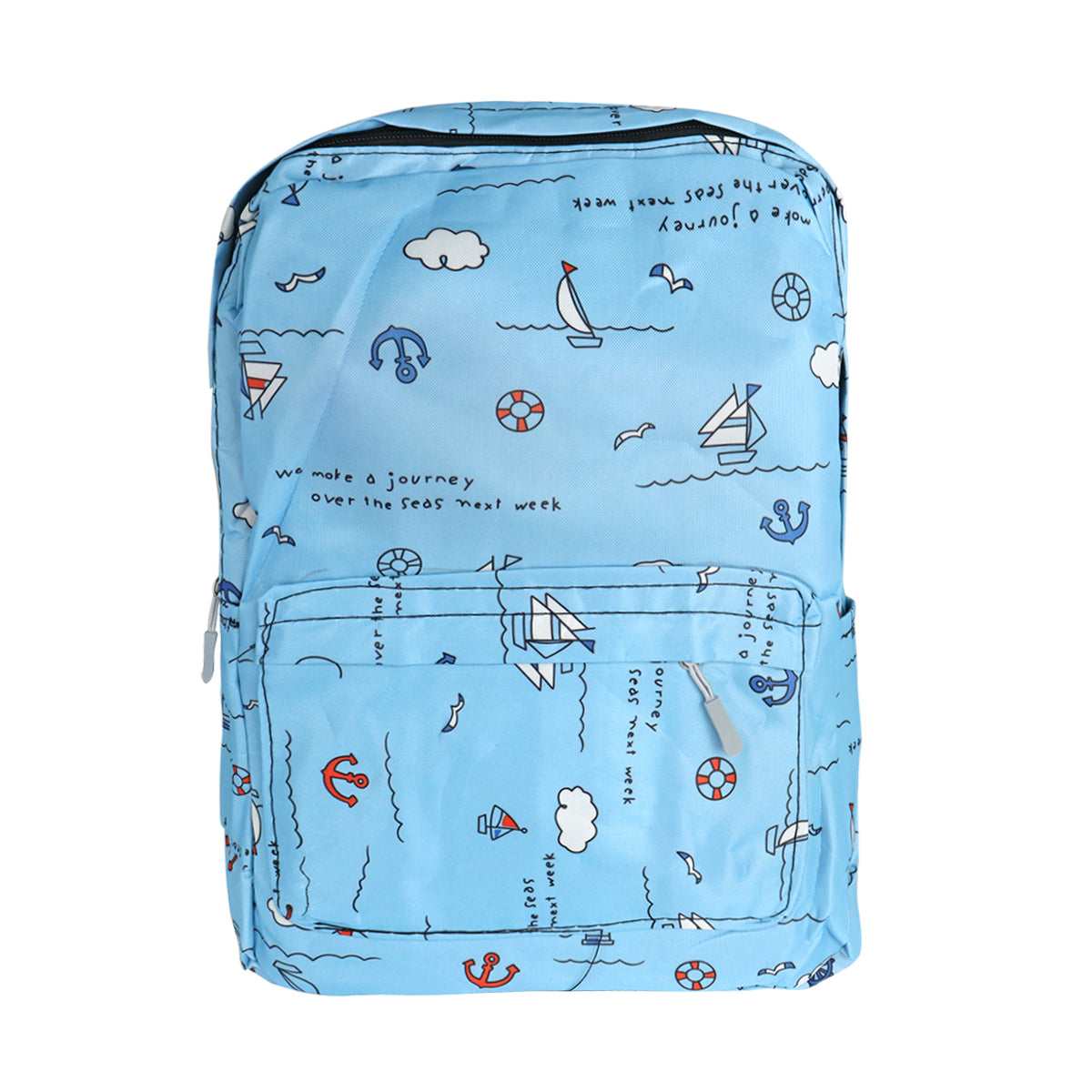 Mochila con Diseño de Barquitos, Color Azul