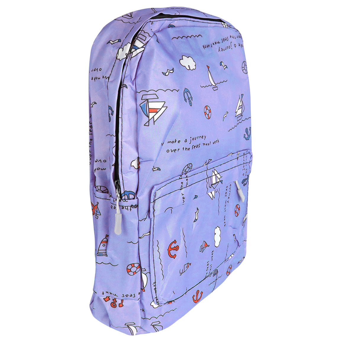 Mochila con Diseño de Barquitos, Color Morado