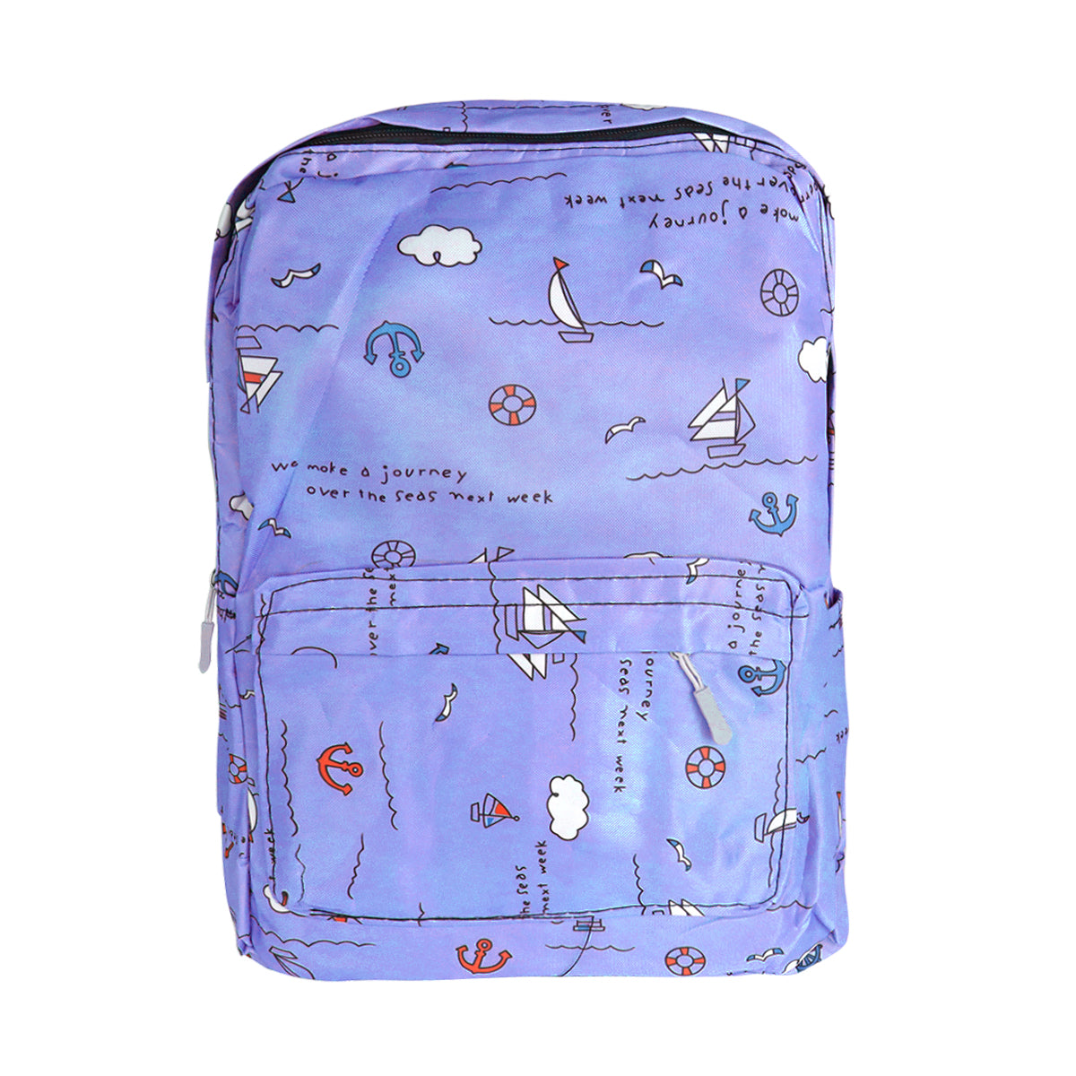 Mochila con Diseño de Barquitos, Color Morado