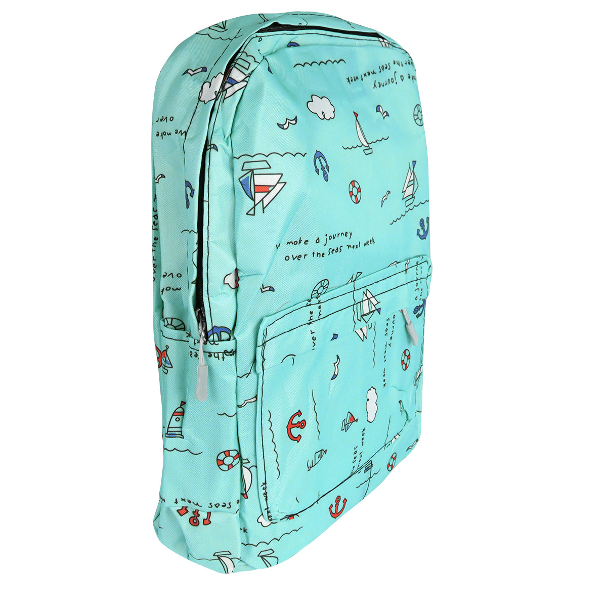 Mochila con Diseño de Barquitos, Color Verde