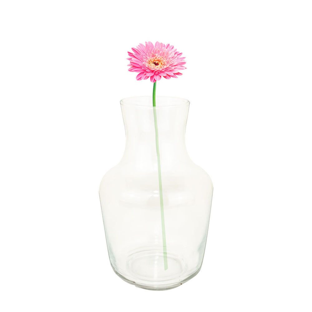 Florero de Cristal Transparente en Forma Cilíndrica.