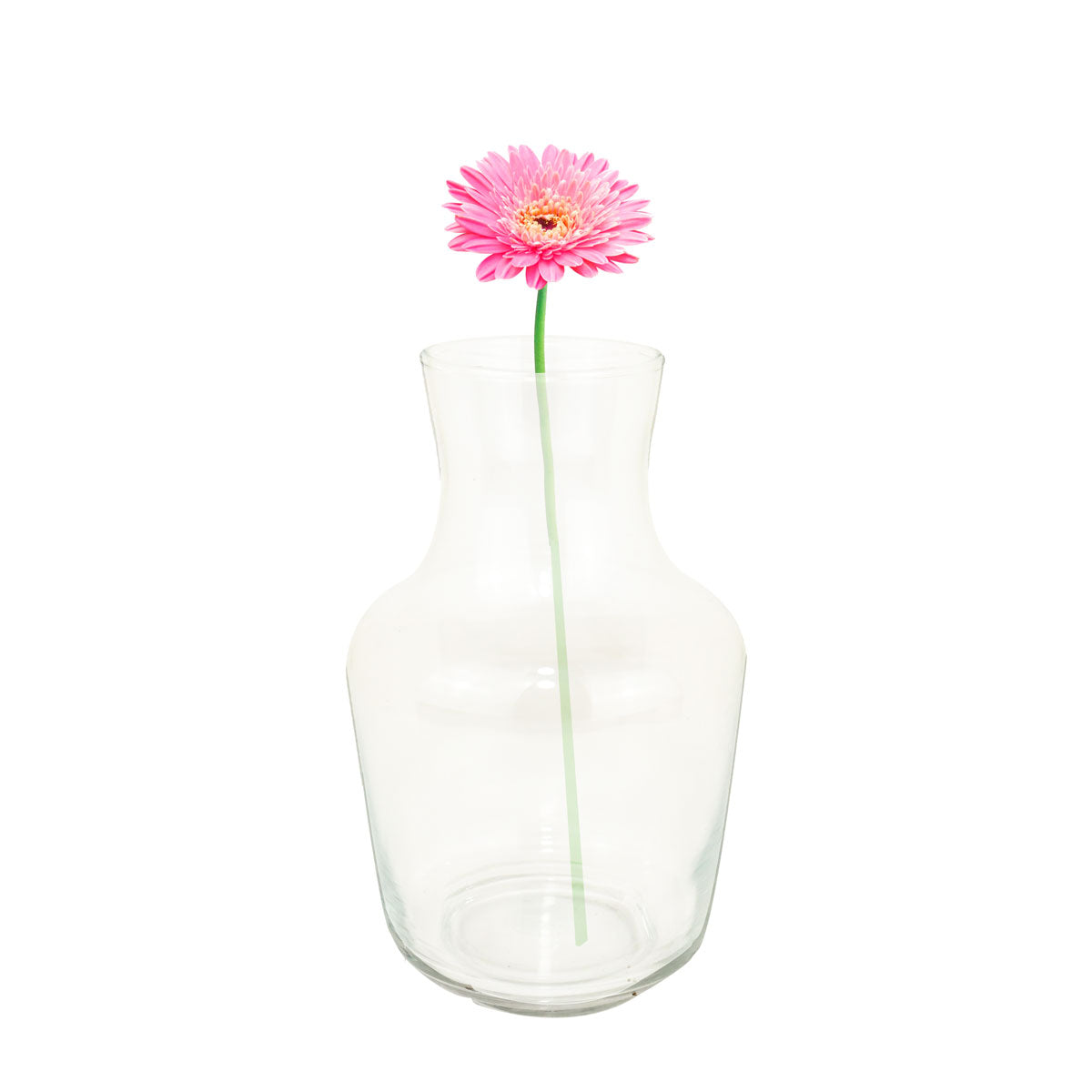Florero de Cristal Transparente en Forma Cilíndrica.