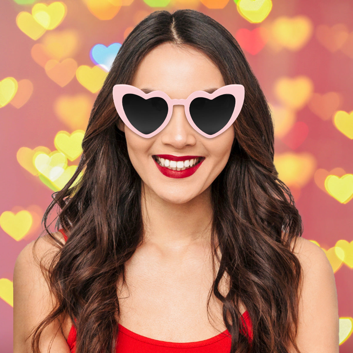 Lentes de Sol en Forma de Corazón, Armazón Rosa