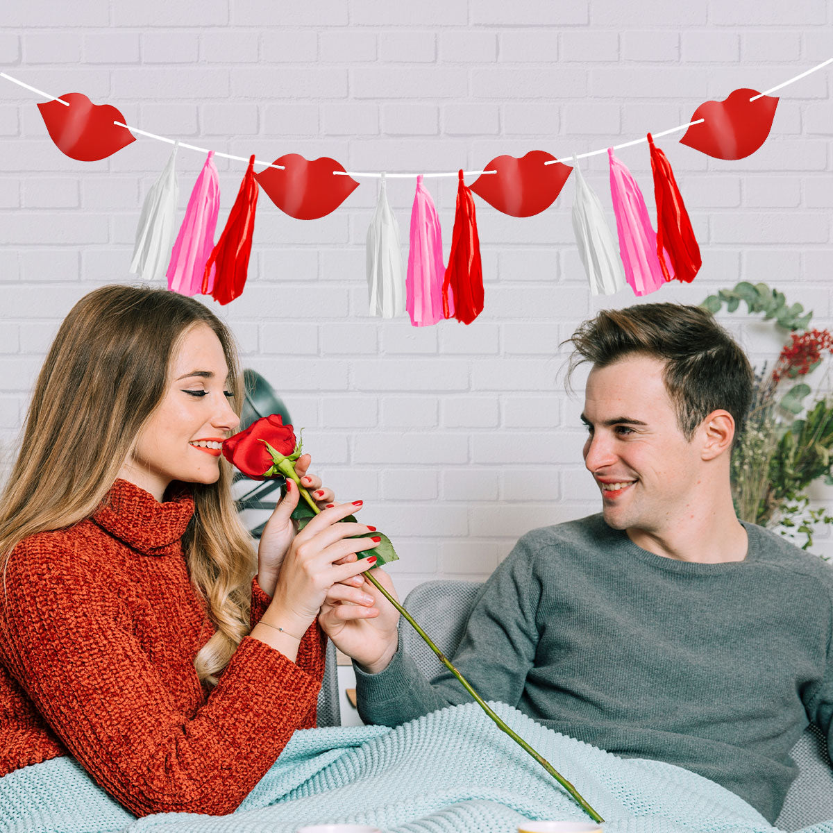 Banner Decorativo de Besos, color Rojo