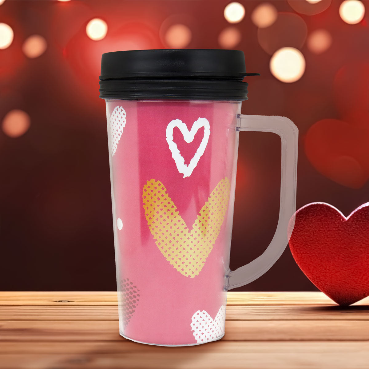 Termo con Diseño Corazones, color Rosa