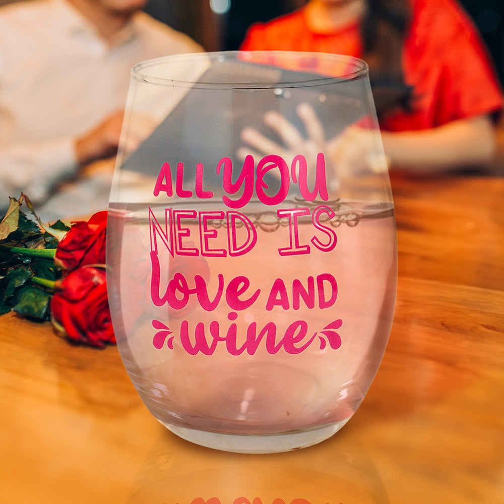 Vaso de Vidrio sin Tallo, Transparente con Detalles color Rosa