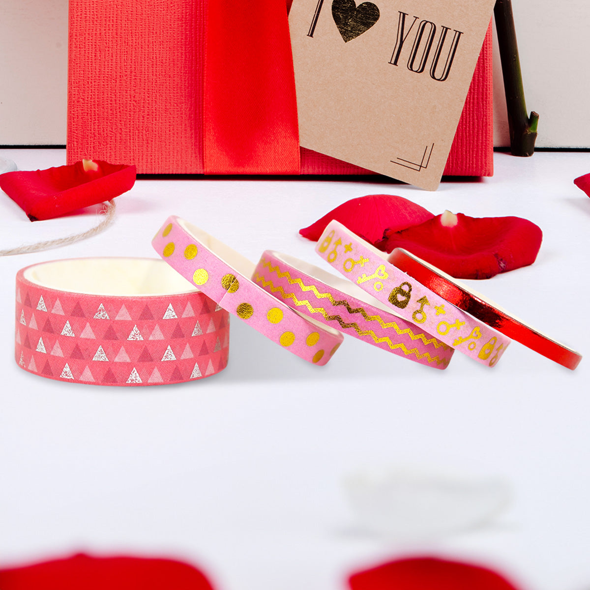 Cinta Adhesiva con Decoración de San Valentín, 5 pza