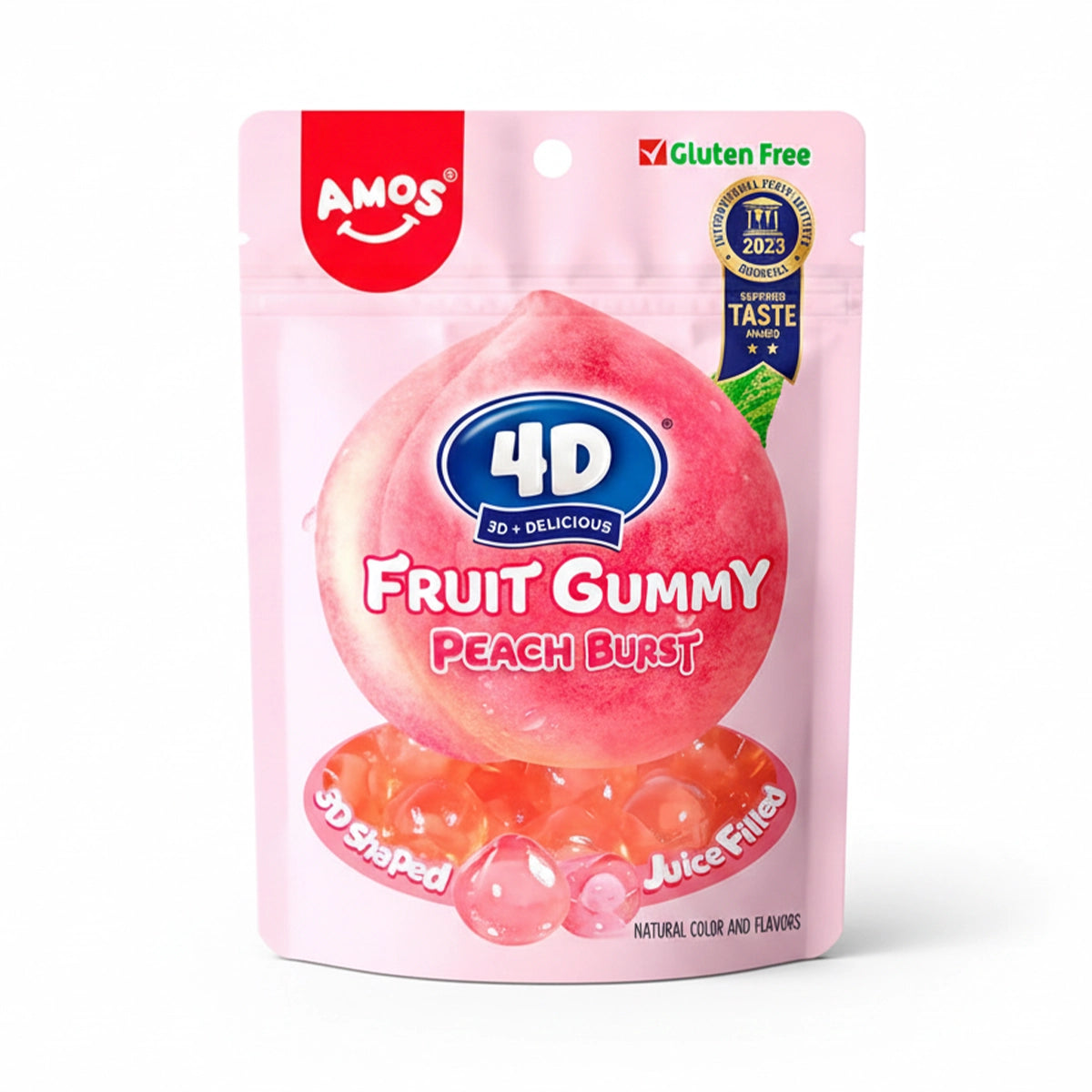Gomitas Pelables en Forma y Sabor Durazno, Amos 62 gr.
