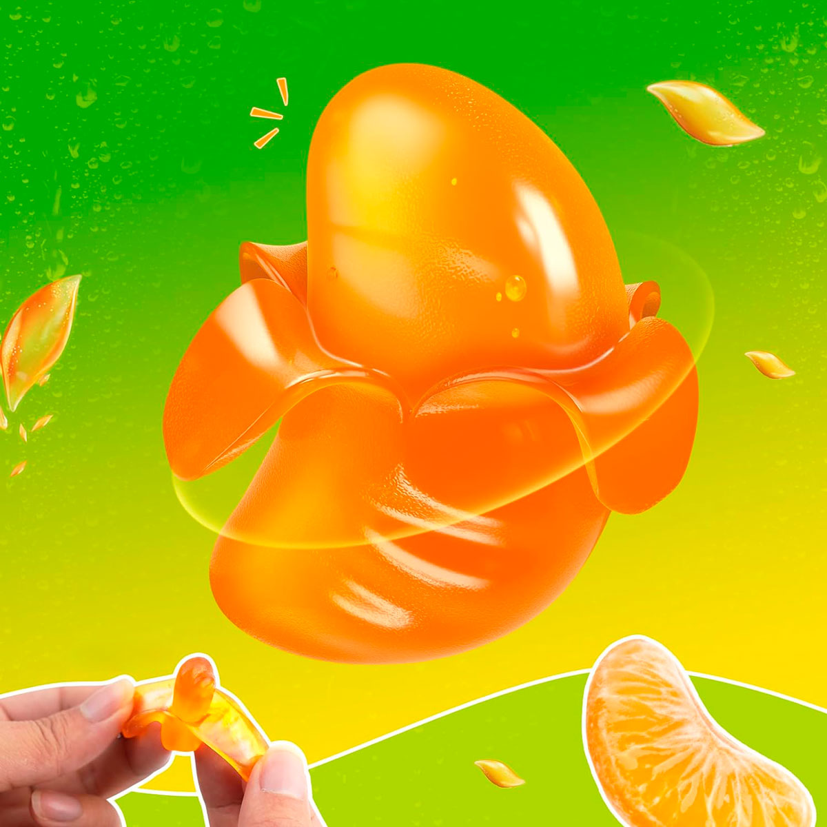 Gomitas Pelables en Forma y Sabor Naranja, Amos 62 gr.