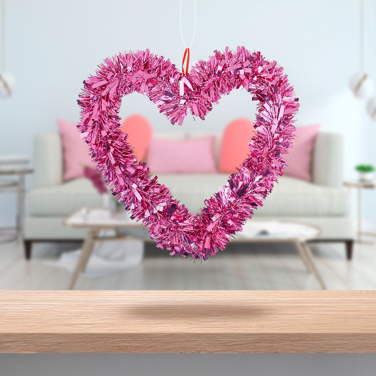 Corazón de Escarcha, color Rosa 25cm x 15 cm.