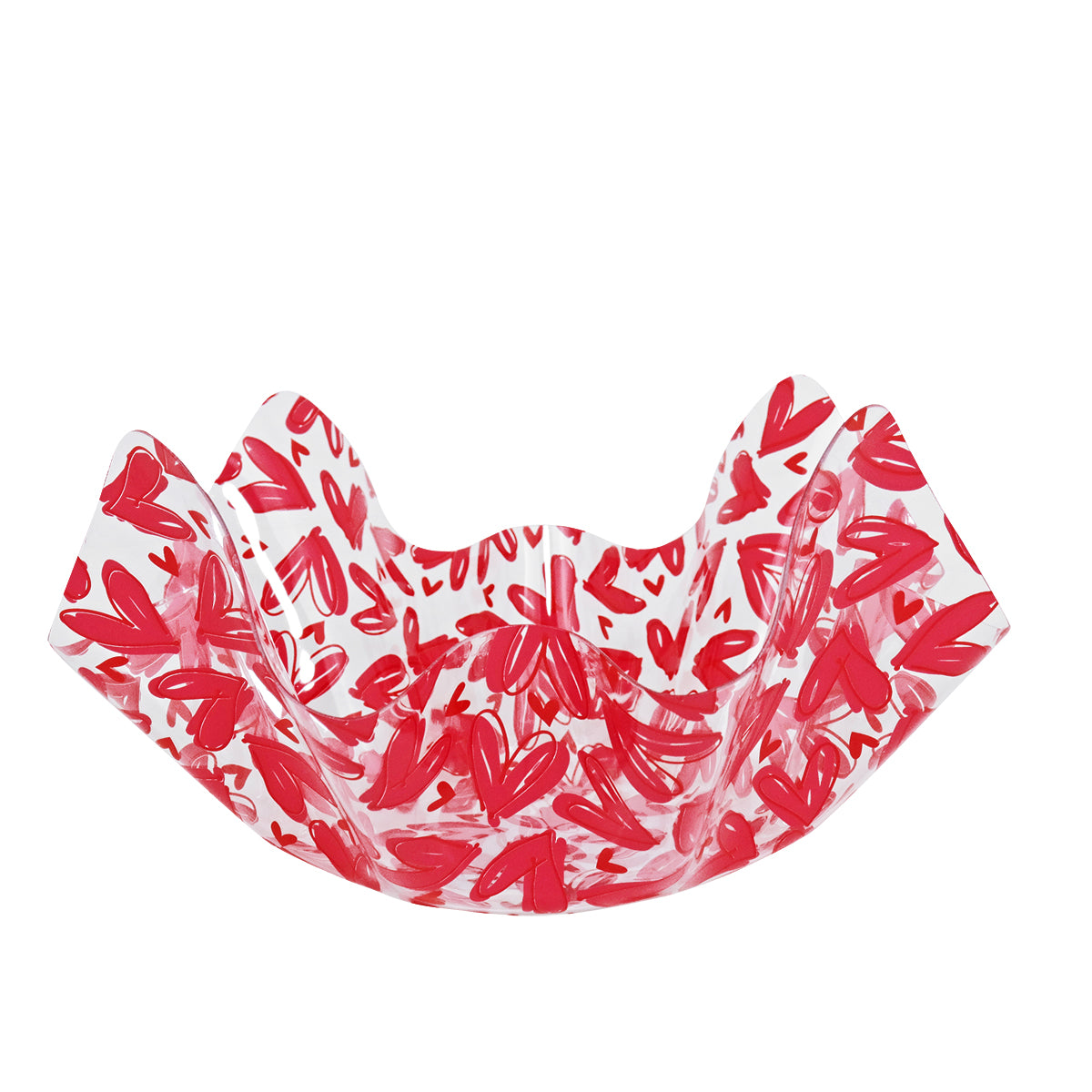 Charola de Acrílico Transparente de Corazón, color Rojo