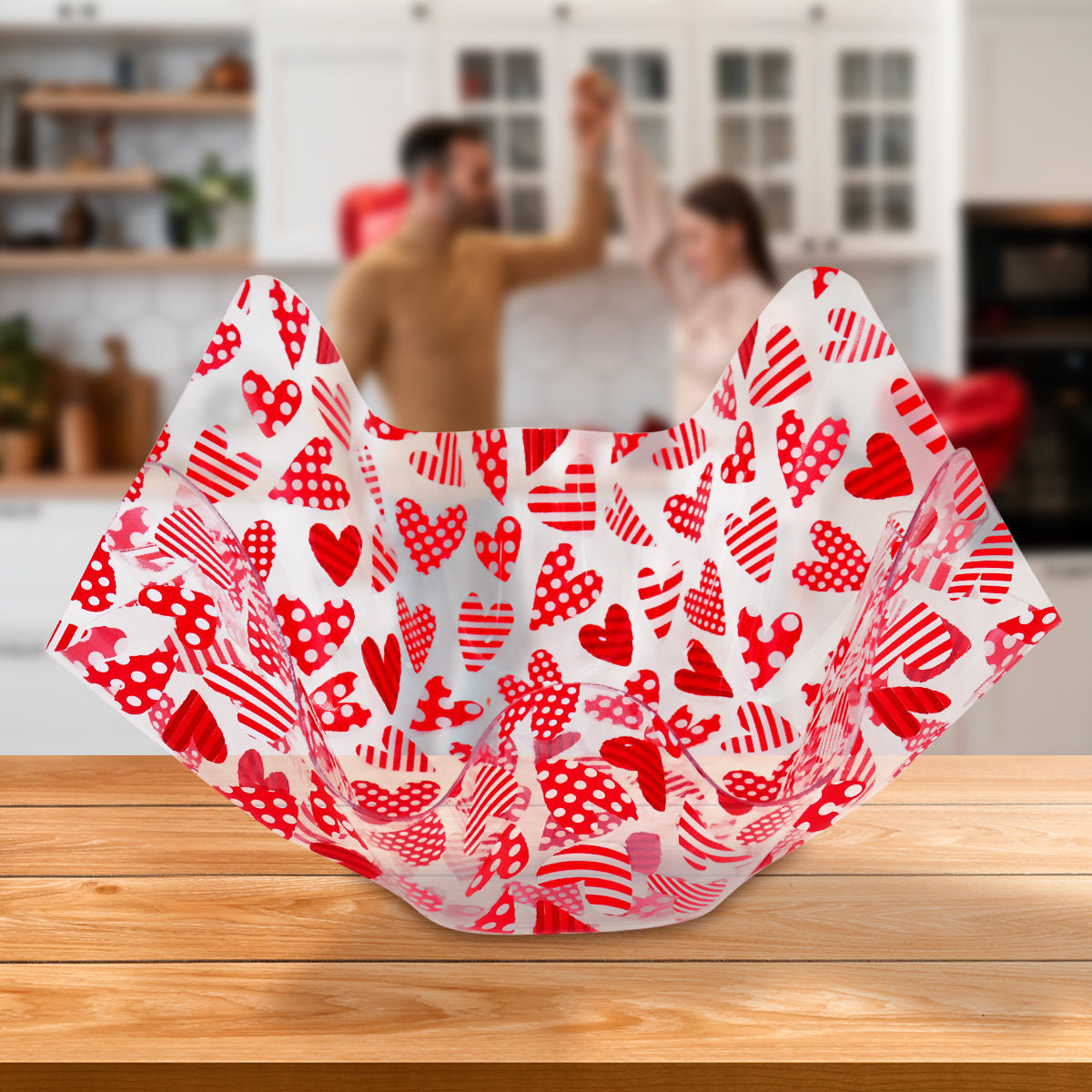 Charola de Acrílico Transparente de Corazónes, color Rojo