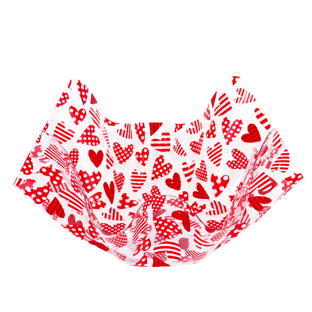 Charola de Acrílico Transparente de Corazónes, color Rojo