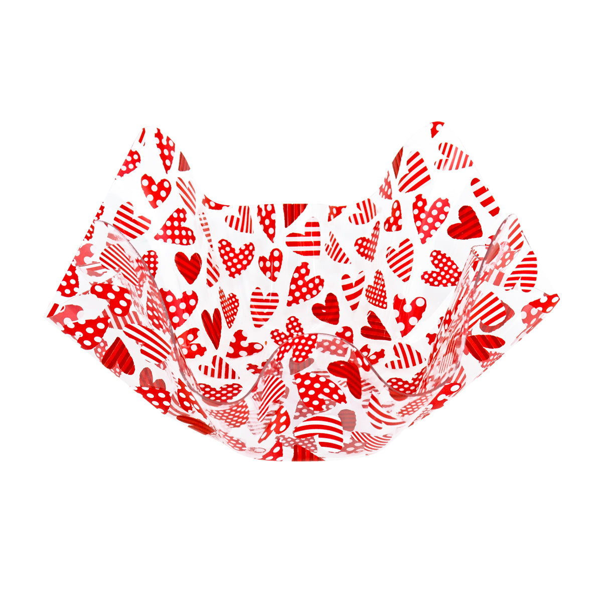 Charola de Acrílico Transparente de Corazónes, color Rojo