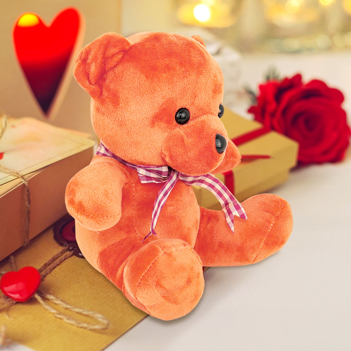 Osito de Peluche, color Café con Moño