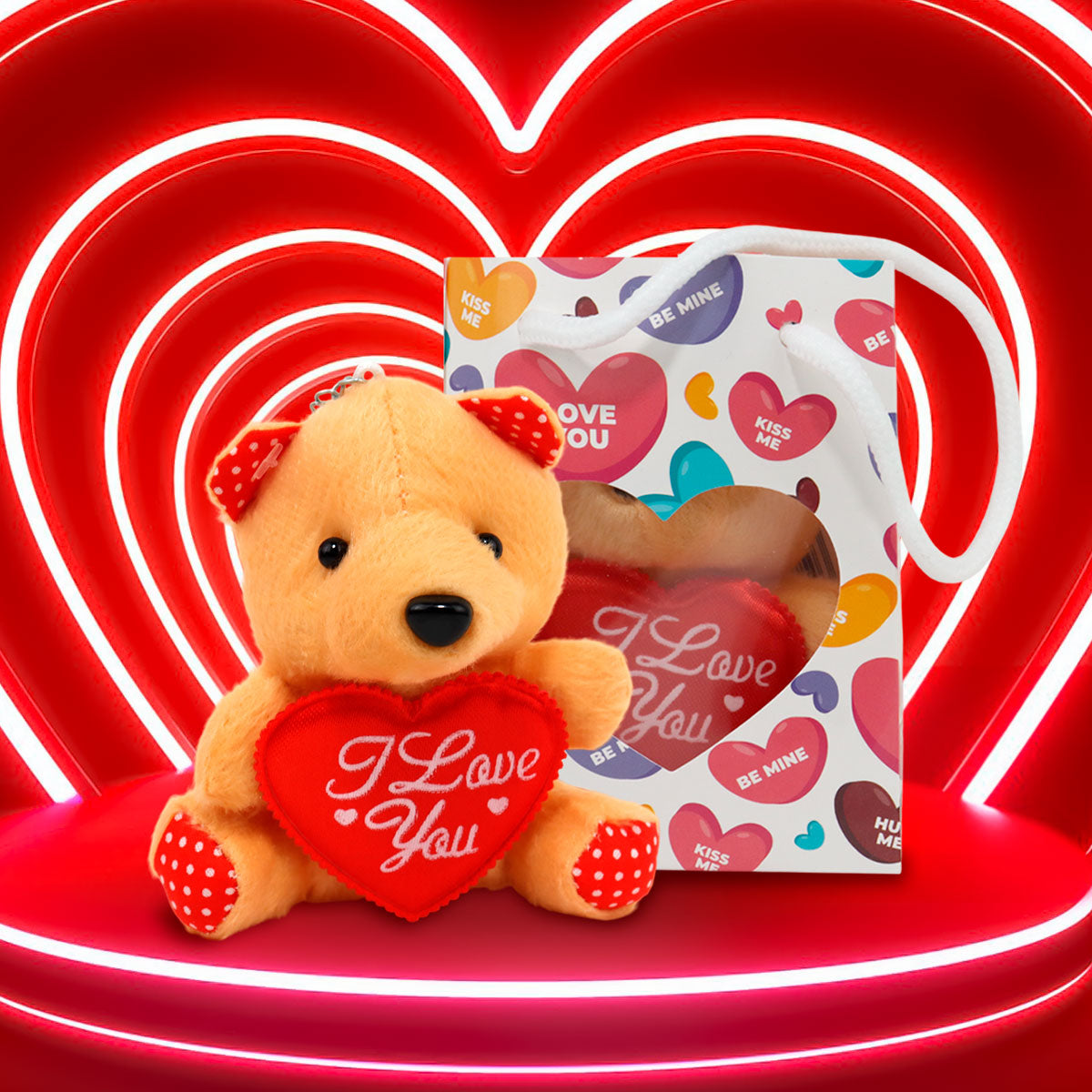 Bolsa de Regalo con Oso de Peluche con Corazón, color Blanco