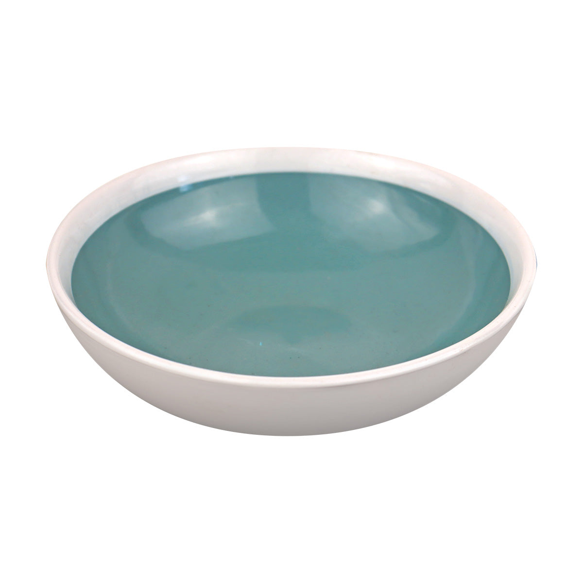 Tazón de Cerámica color Azul Menta con Blanco, 17cm