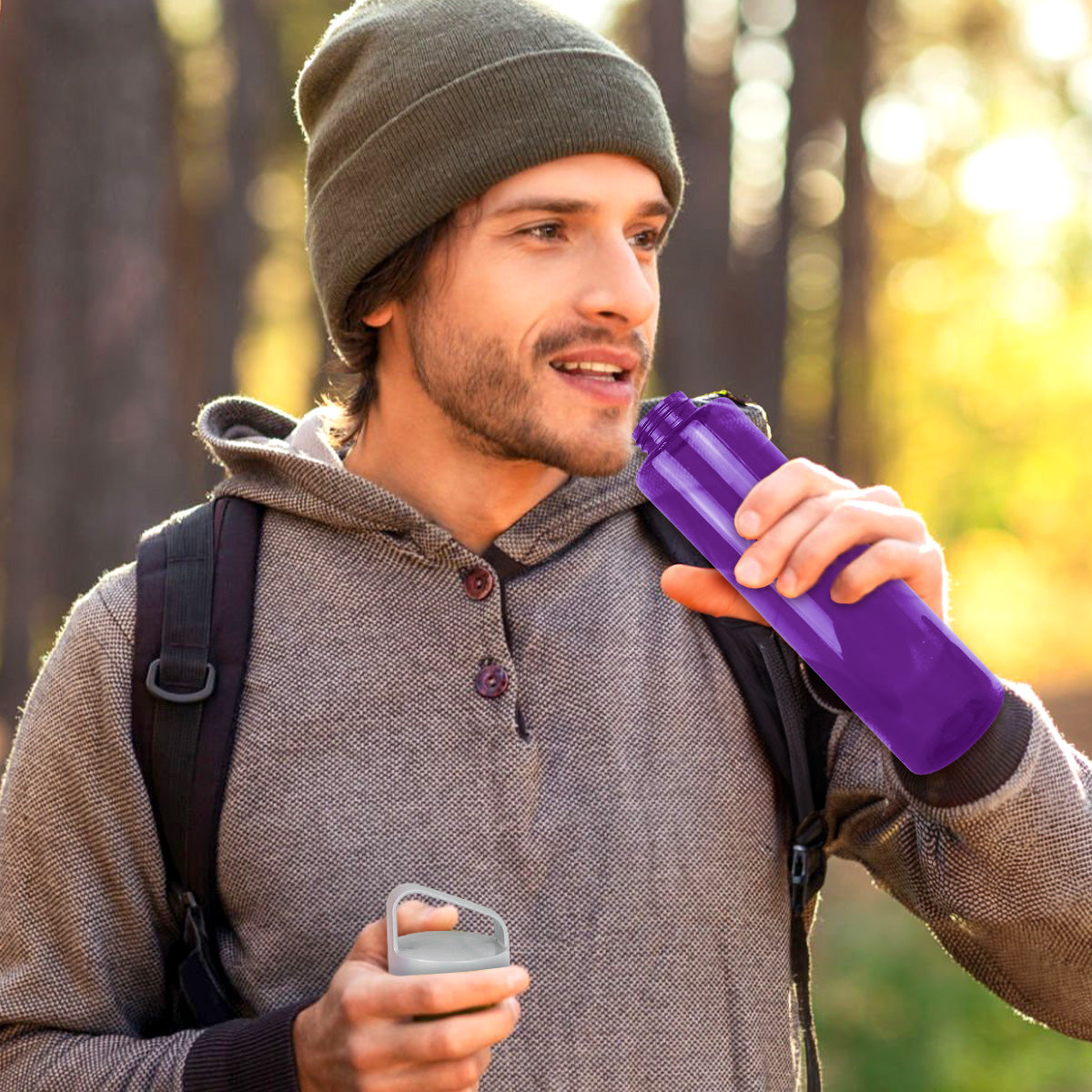 Cilindro de Agua de Plástico, Color Morado, 1L