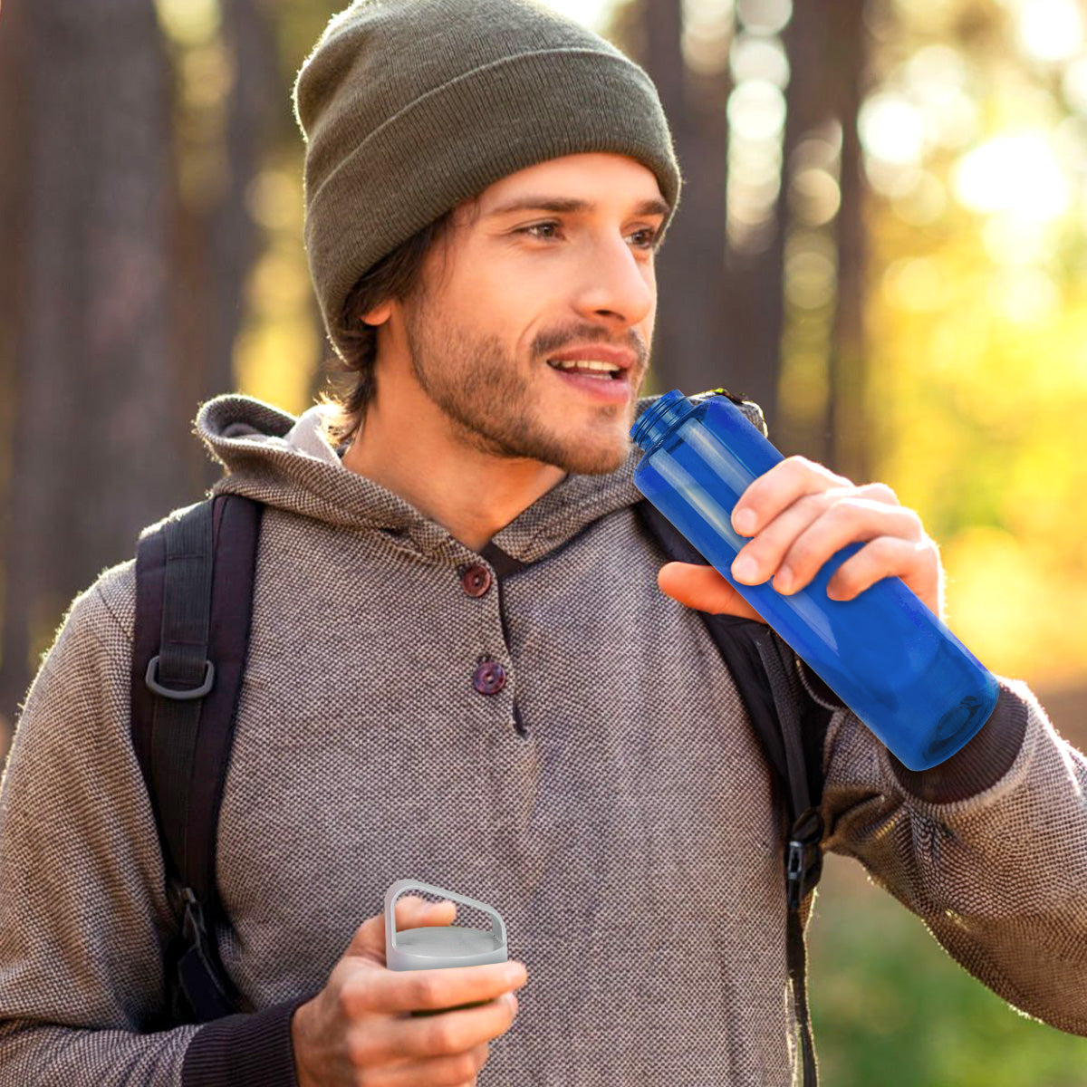 Cilindro de Agua de Plástico, Color Azul, 1L