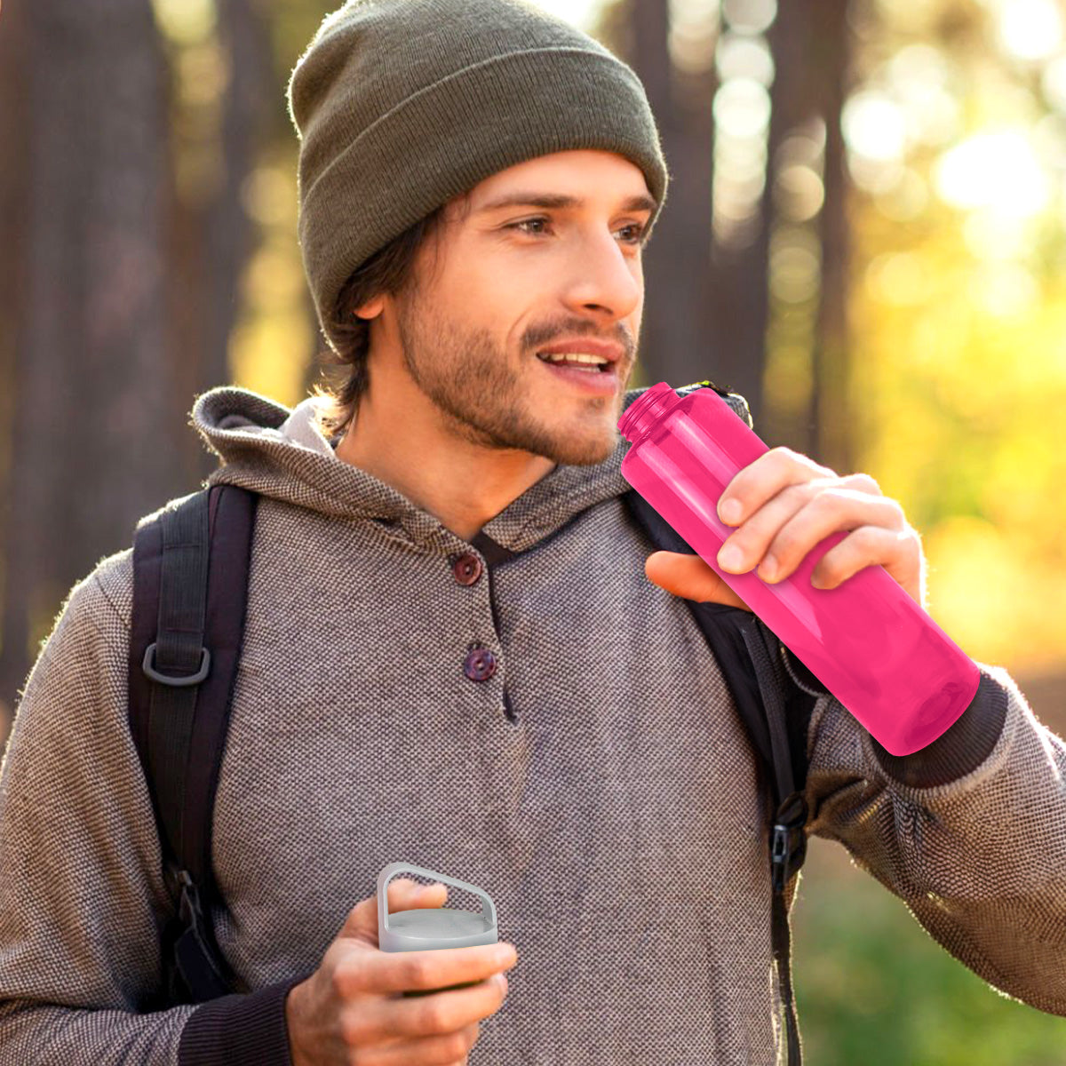 Cilindro de Agua de Plástico, Color Rosa, 1L